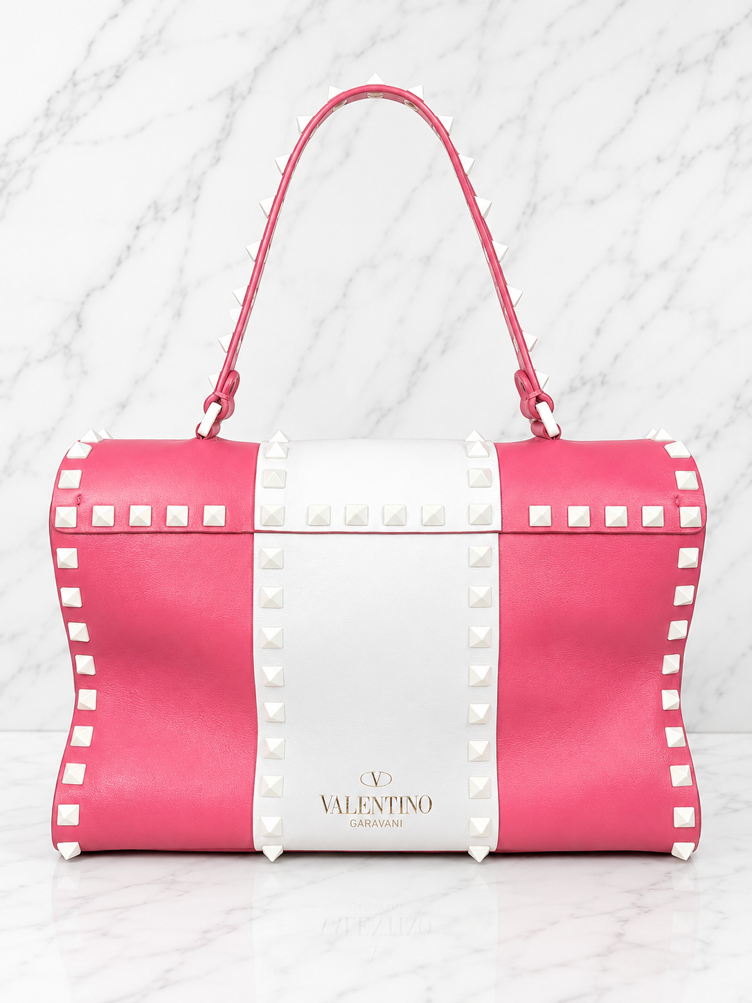 Valentino Garavani My Rockstud Shoulder Bag Pink White Leather Studded Strap