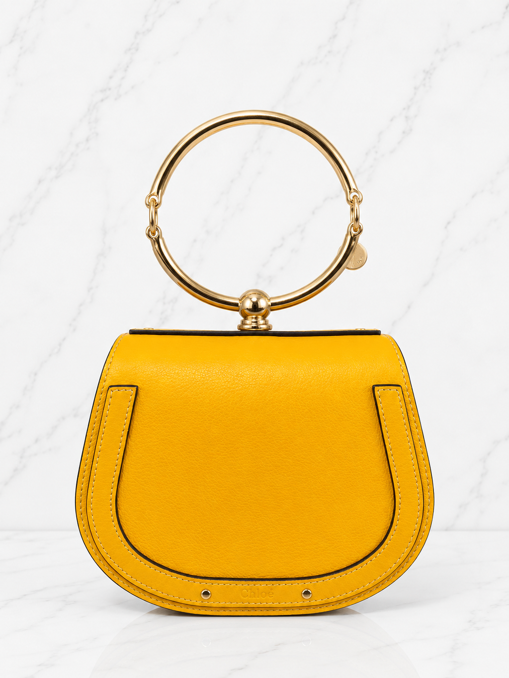 Chloé Small Nile Bracelet Bag Yellow Leather Suede Gold Hardware