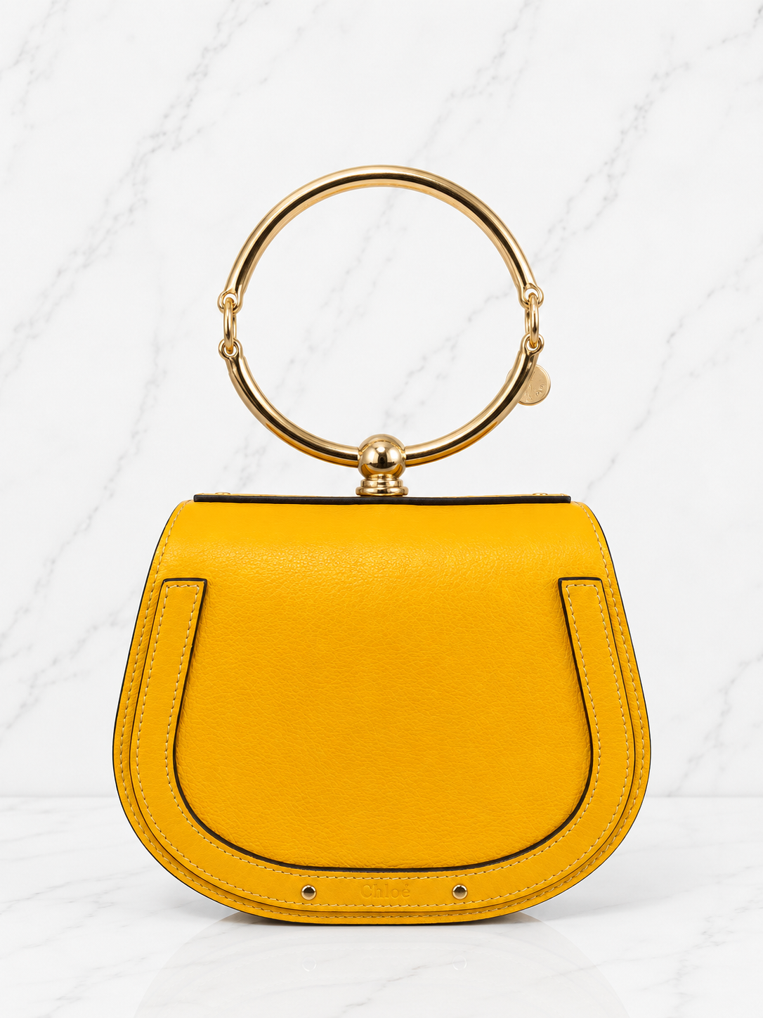 Chloé Small Nile Bracelet Bag Yellow Leather Suede Gold Hardware