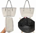 Coach Market Tote – White Pebbled Leather with Bandana Rivets