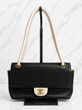 Chanel Vintage Flap Shoulder Bag — Black Perforated Leather