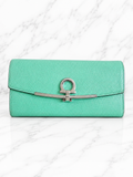 Salvatore Ferragamo Gancini Long Wallet — Light Green