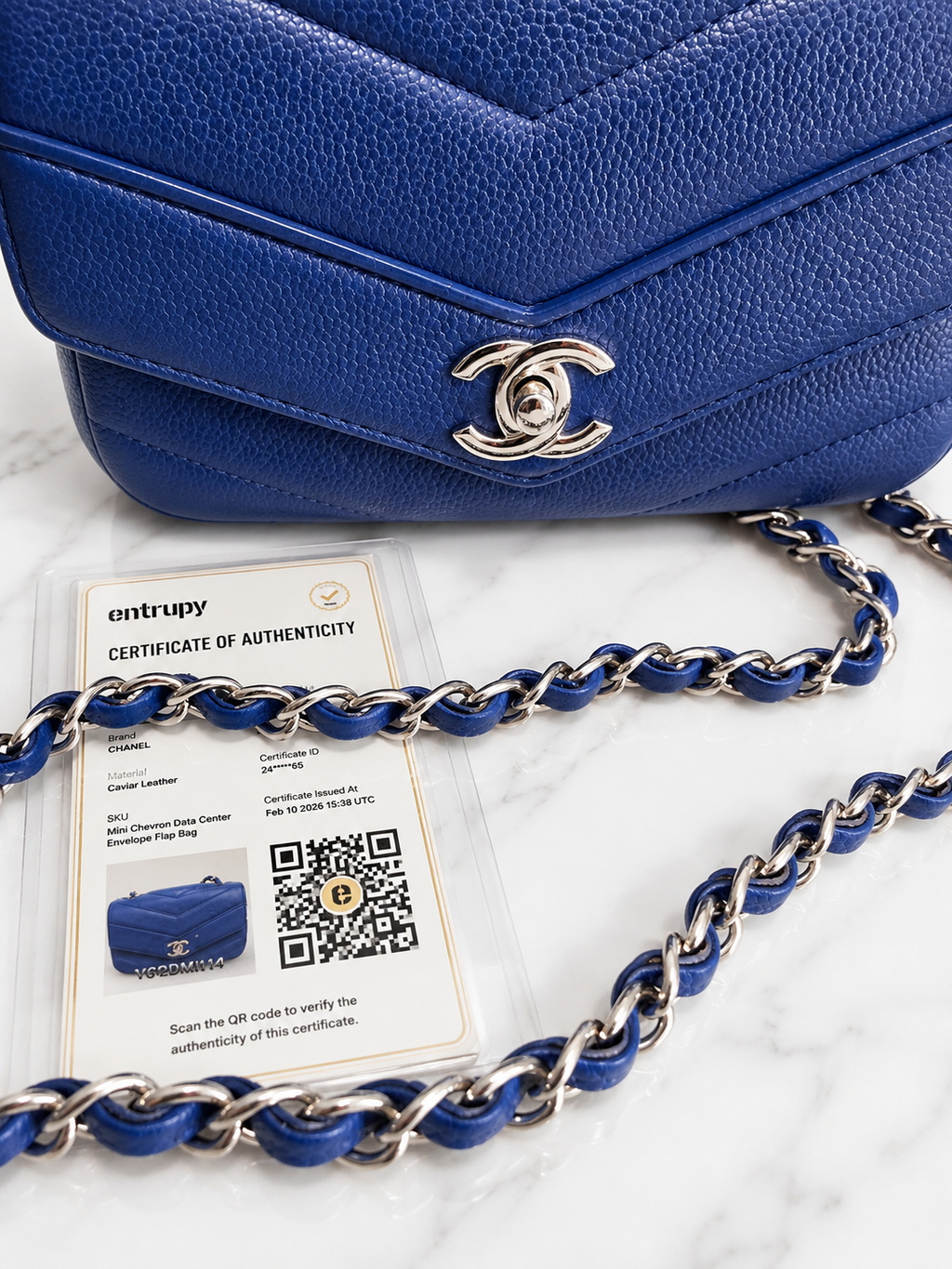 Chanel Classic Mini Flap Bag — Blue Chevron Quilted Lambskin