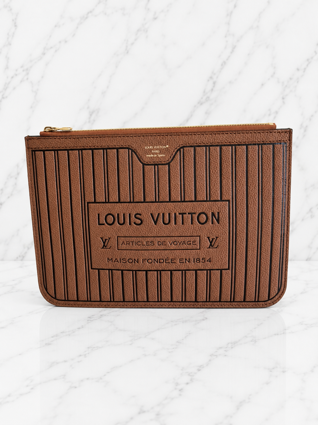 Louis Vuitton Neverfull Inside Out MM Pouch Tan Calfskin