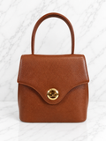 Givenchy Vintage Top Handle Bag Brown Orange Textured Leather Gold Hardware