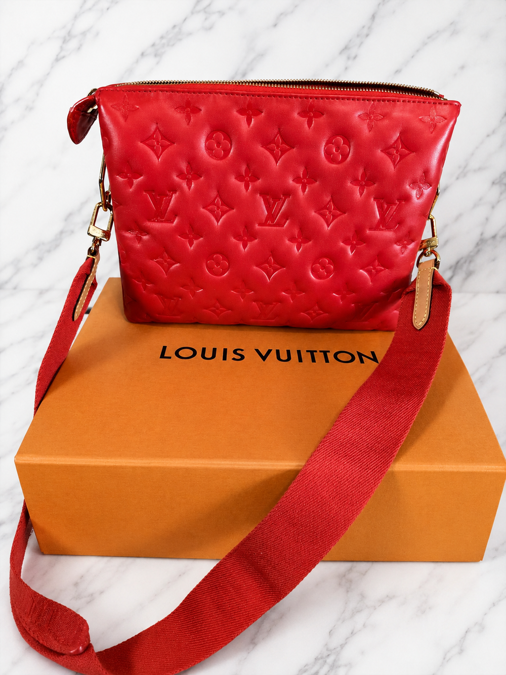 Louis Vuitton Coussin PM Embossed Lambskin Red