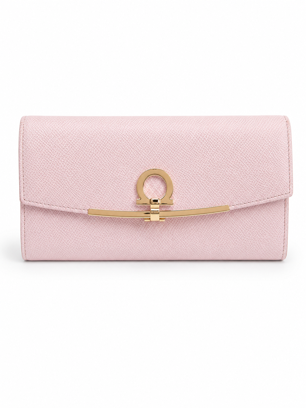Salvatore Ferragamo Gancini Long Wallet — Blush Pink / Gold Hardware