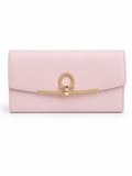 Salvatore Ferragamo Gancini Long Wallet — Blush Pink / Gold Hardware