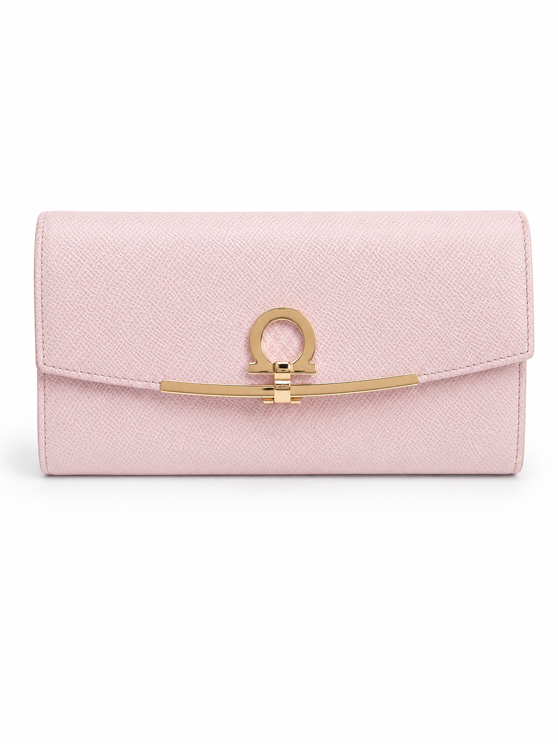 Salvatore Ferragamo Gancini Long Wallet — Blush Pink / Gold Hardware