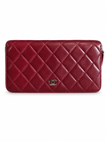 Chanel Quilted Lambskin Zippy Wallet — Red