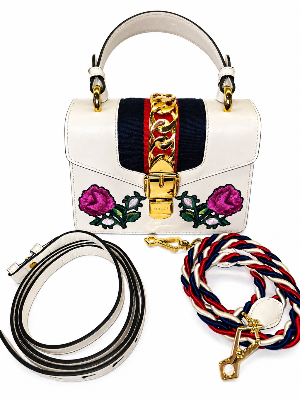 Gucci Sylvie Mini Bag – Floral Embroidered Cream