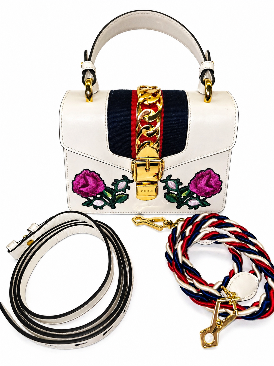 Gucci Sylvie Mini Bag – Floral Embroidered Cream