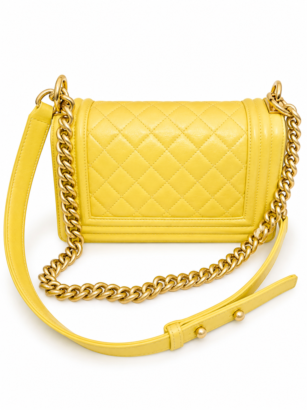 Chanel Boy Flap Bag Chevron Caviar Small in Yellow