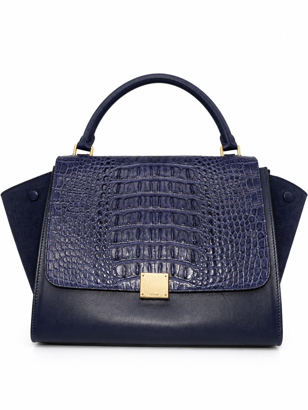 Céline Trapeze Medium – Navy Leather, Suede & Crocodile