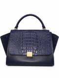 Céline Trapeze Medium – Navy Leather, Suede & Crocodile