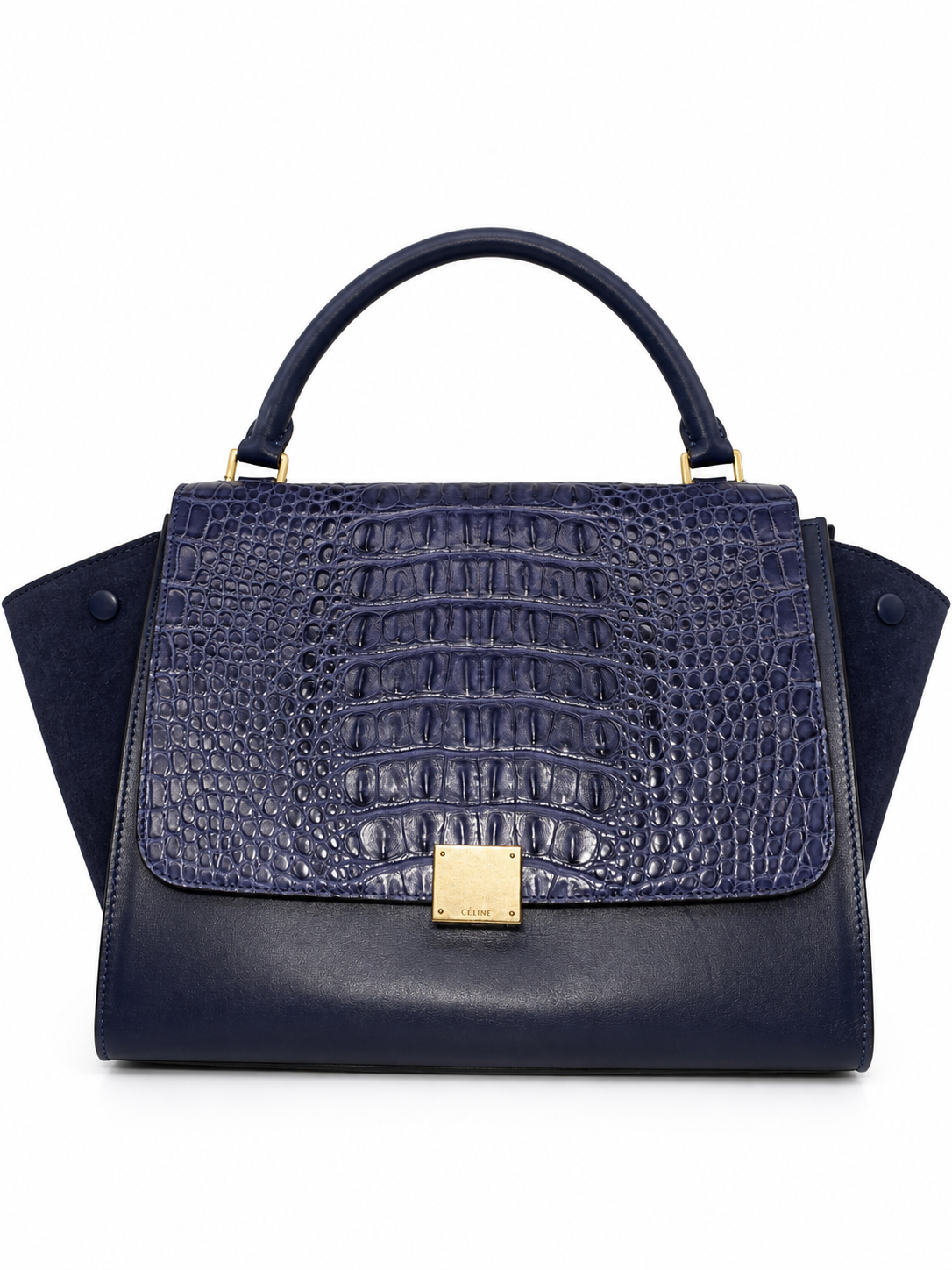 Céline Trapeze Medium – Navy Leather, Suede & Crocodile