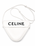 Celine Smooth Calfskin Logo Triangle Crossbody – White