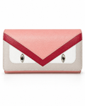 Fendi Leather Monster Wallet with Chain in Pink, Red and Grey