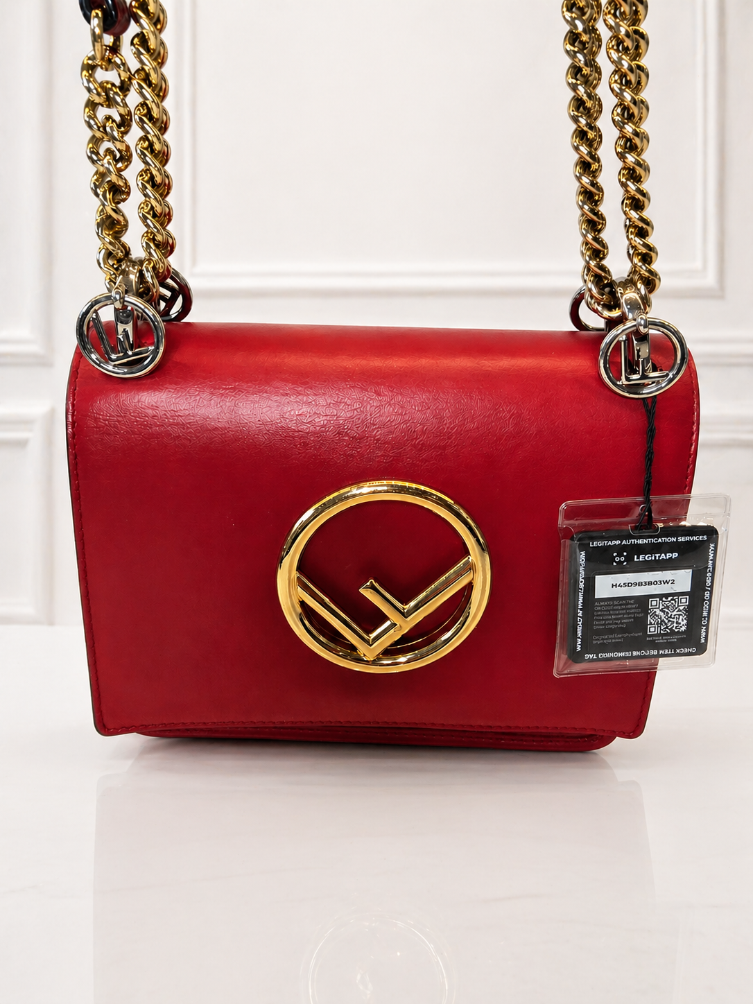 Fendi Calfskin Kan I Logo Crossbody – Red