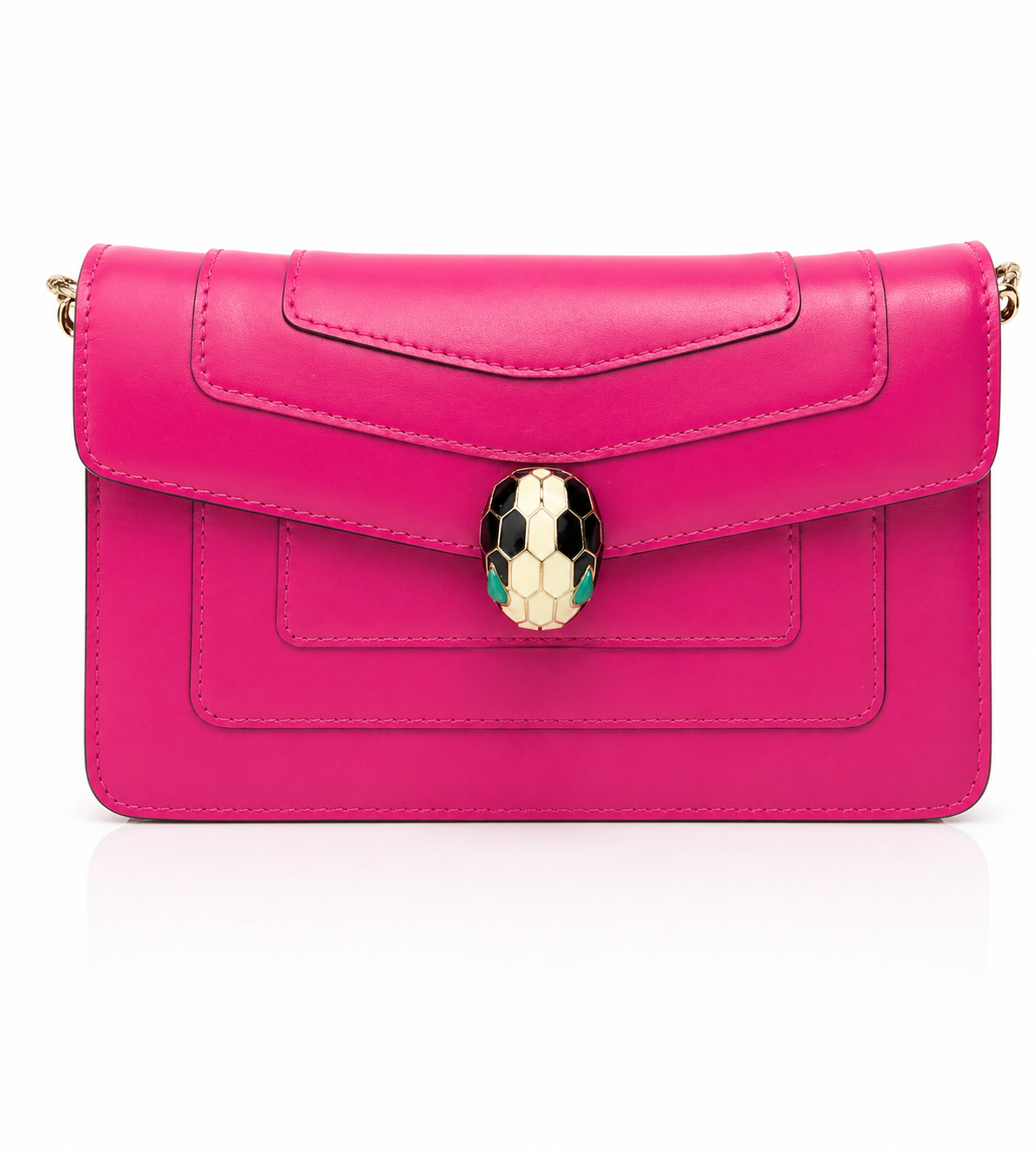 Bvlgari Serpenti Forever Chain Clutch Leather Mini in Pink