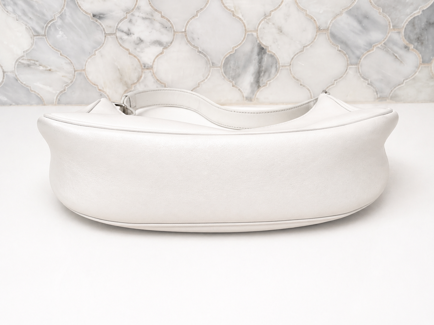 Celine Smooth Calfskin Ava Logo Shoulder Bag – White