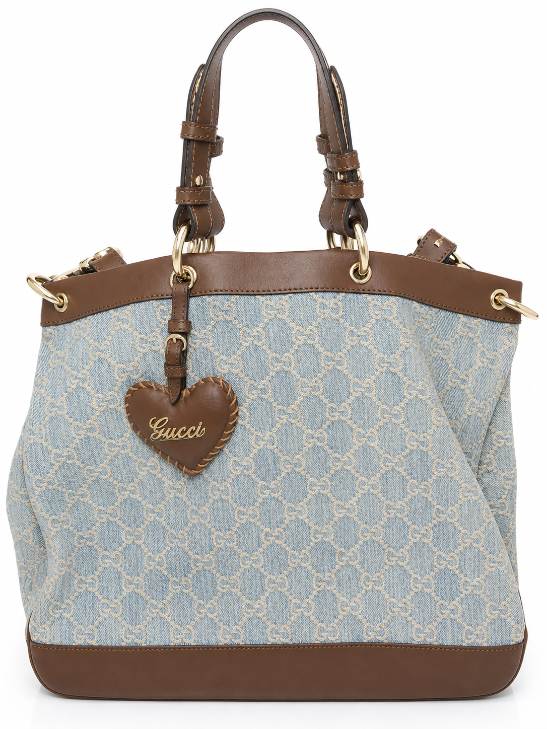 Gucci Denim Valentine Tote in Light Blue