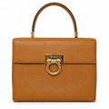 Salvatore Ferragamo Gancini Top Handle Bag – Tan